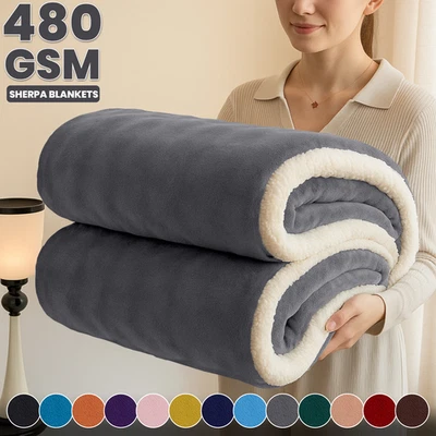 All Season Flannel Fleece Blanket Soft Sofa Bed Sherpa Throw Single Double King - Image 1 of 4