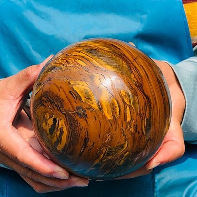 5.96LB Natural tiger's-eye sphere quartz crystal polished ball healing decor