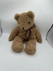 Vintage TY 1990 Tan Golden Brown Stuffed Teddy Bear w/Ribbon 17" PE Pellets