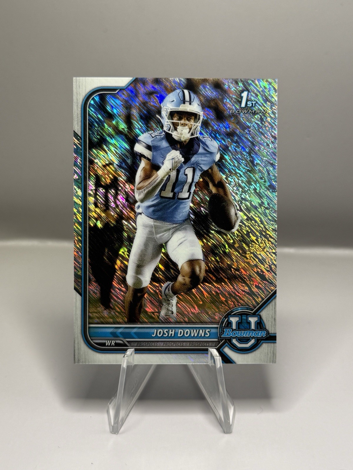 Josh Downs 2021-22 Bowman University #50 Chrome Shimmer