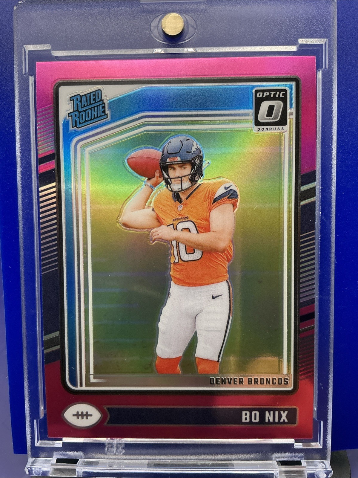 2024 Panini Donruss Optic Rated Rookie Bo Nix #209 Pink Holo RC Prizm Broncos