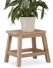 Relaxdays Tritthocker Holz Natur Fußbank Blumenhocker 25,5 cm