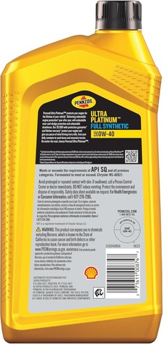 1 Quart Ultra Platinum Full Synthetic 0W-40 Motor Oil - 750,000-Mile Protection - Picture 4 of 9