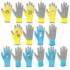 4 Pairs Kids Gardening Gloves for Age 2-13 Children Garden Rubber Coated Gloves