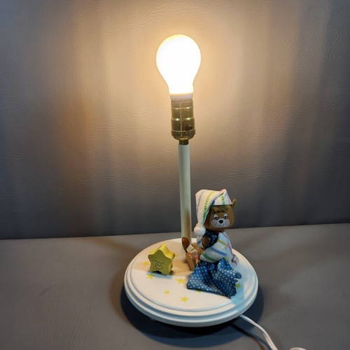 Vintage 1984 Morgan Teddy Bear Nursery Lamp Music Box Night Light Works
