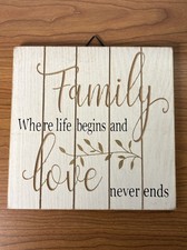 Family White Wood Farmhouse Wall Decor 8x8  