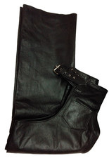 Men's XL HEAVY DUTY Leather Co. Black Leather Motorcycle Chaps USA Made