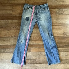 Vintage 70s Sears Thumbs Up Jeans Men  s 36x31 Bootcut USA Made Distressed 23818