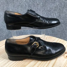 Bruno Magli Shoes Mens 10.5 M Ritz Dress Plain Toe Monk Strap Black Leather