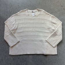 NEW Gap Split Hem Crewneck Sweater Textured Oversized Ivory Frost Size XXL 2XL