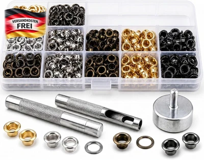 VGOODALL Ösen Werkzeug Kit, 400Pcs Ösen Set 6Mm 4 Farben Ösen Scheiben Ösenzange - Bild 1 von 4