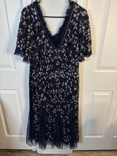Adrianna Papell Navy Evening Dress with Embellishments Size 18 300