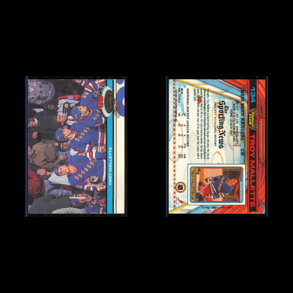Troy Mallette #134 1991 Topps Stadium Club New York Rangers Hockey Card NHL NM - Image 3 of 3