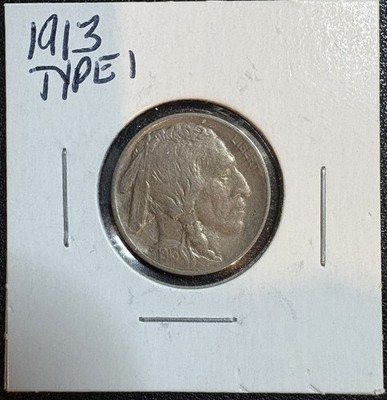 1913 Type 1 Buffalo Nickel- Full Horn w/Well Struck Details.
