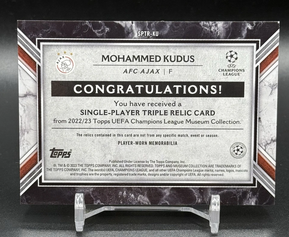 Mohammed Kudus Ajax Topps Museum UCL 2023 Worn Patch Tottenham Ruby #/25 UEFA - Image 4 of 4