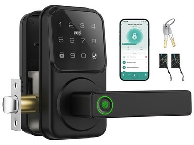 Smart Door Handle Lock, Fingerprint Smart Lock with Touchscreen Keypad - Keyl...