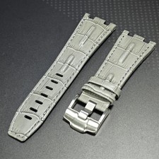 For AP 42mm Royal Oak Offshore 28mm Gray Calf Leather Wrist Watch Band Strap