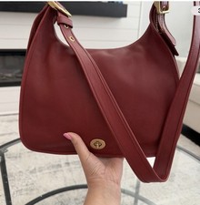 COACH VINTAGE  LEGACY CRESCENT RED LEATHER SA...