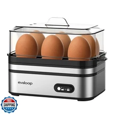 Evoloop Rapid Egg Cooker Electric 6 Eggs Capacity, Soft, Medium, Hard Boiled,