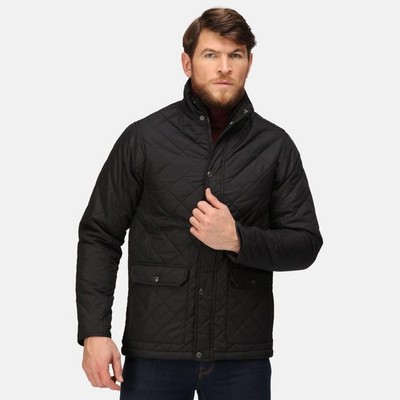 Regatta Tyler schwarze Herren wasserabweisende Rautenstepp Isolationsjacke #TRA441