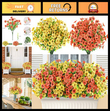 16 Bundles UV Resistant Artificial Flowers - Faux Plants for Outdoor Summer Fall