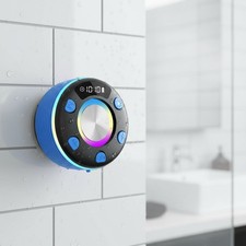 Sky Blue Waterproof Bluetooth Shower Speaker with RGB Lights  360  HD Sound ...