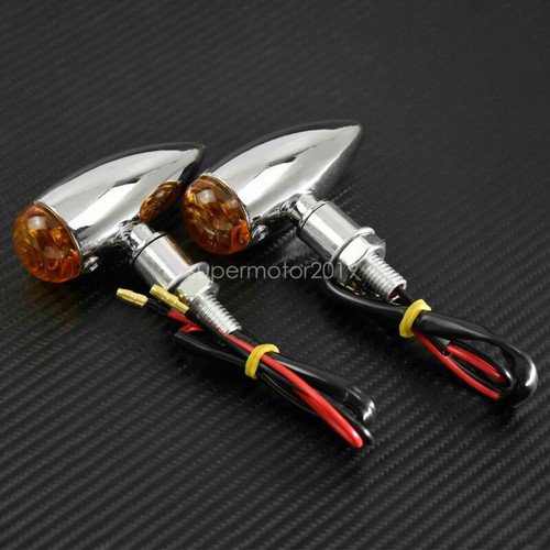 4x Indicatore di direzione proiettile cromato luce lente ambra adatto per Harley universale - Foto 6 di 9