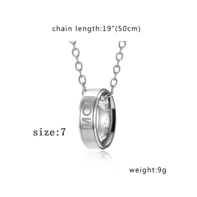SEXY SPARKLES Mom Dad Ring Necklace Love You Dad Mom Titanium