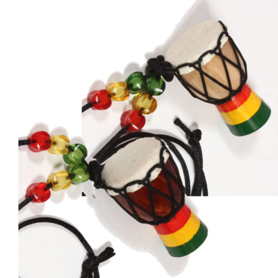Rasta drum necklace Jamaica African drum style Reggae punk long sweater chain