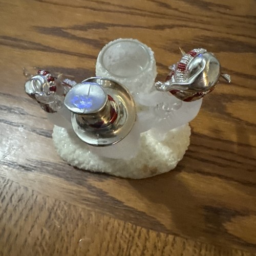Votive Holder 5 3/4” Acrylic Snowman Trio Standing Around Fire - Picture 3 of 5
