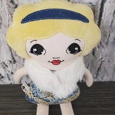 Embroidered Face 18" Rag Doll Red Lips BIG EYES Muslin, Floral Body Black Boots