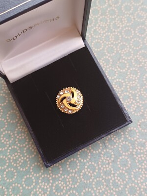 Verzierter Goldton, Diamant & Emaille ausgeschnittener detaillierter verstellbarer Ring