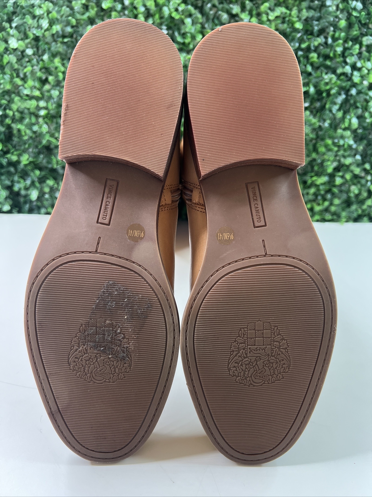 Vince Camuto Alfella Boots Knee High Tall Zip Light Cognac Leather