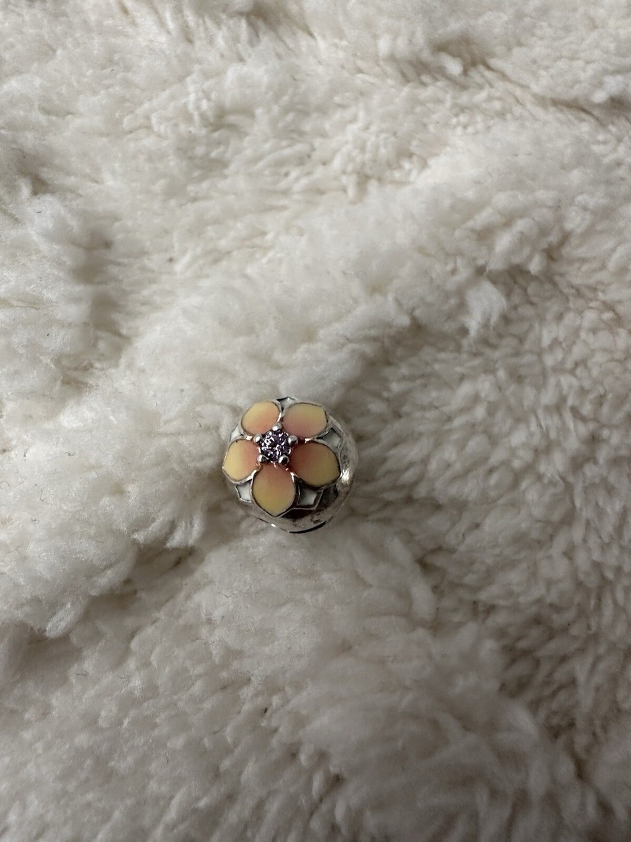 Pandora Magnolia Bloom Flower Sterling Silver Blush Crystal Clip