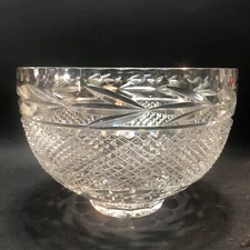 Dresden Bohemian German Deep HandCut Crystal Centerpiece 24% Lead Bowl 9.5”x6.5"