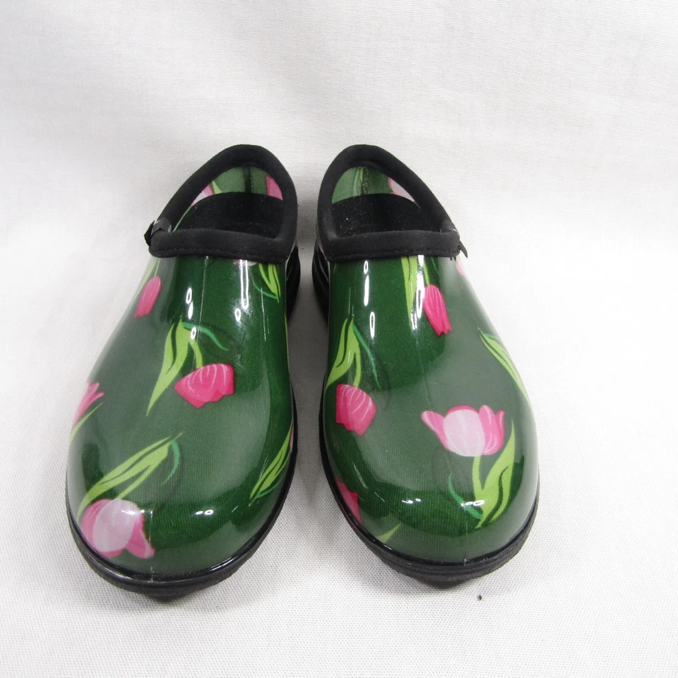 Sloggers Impermeable Jardín Zueco Zapatos Verde Tulipán Rosa Mujer Talla 6 Sin Cordones Foto 3 de 4