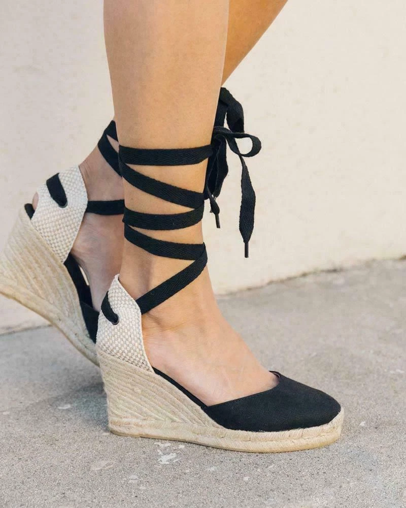 Soludos linen espadrille tall wedge sandal sales