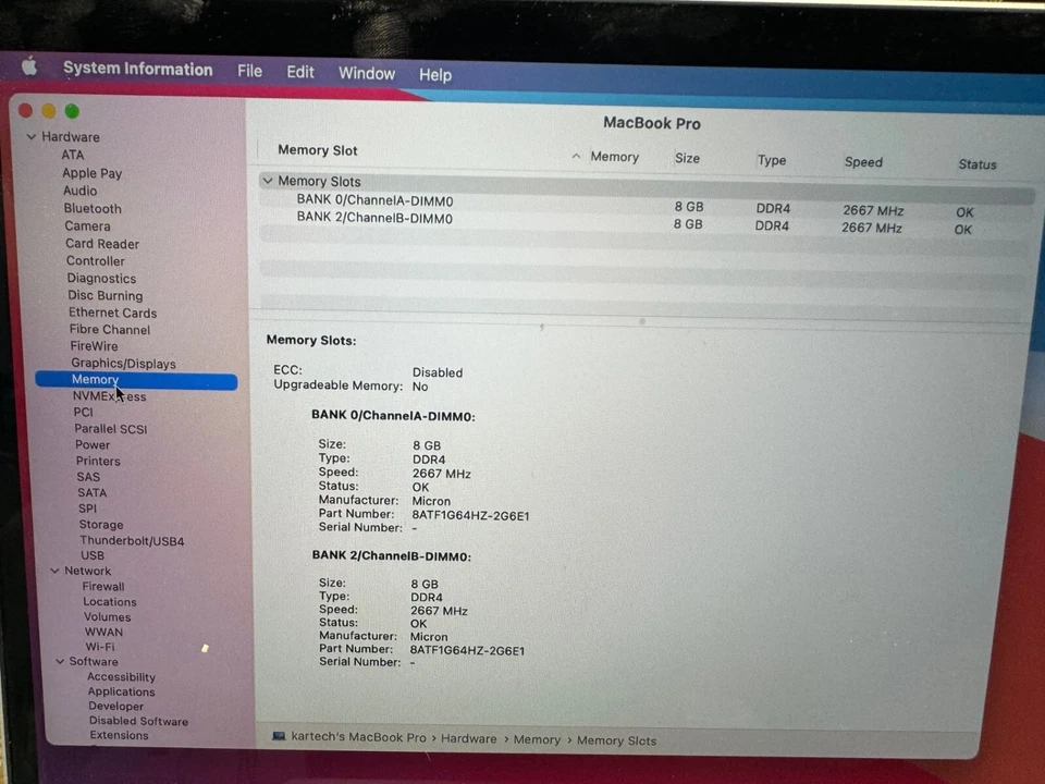 APPLE 2019 Macbook Pro A2141 16" I7-9750H@2.60GHz 16GB/512G Pro 5300M MVVL2LL/A - Image 4 of 4