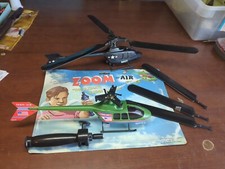 Lot Of 2 Vintage Zoom Air Copter Flying Sky Helicopter Army Green Navy Black NEW
