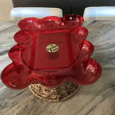 Basket Ease Red Plastic Rectangular Tray / Platter 10  X 13  USA Made