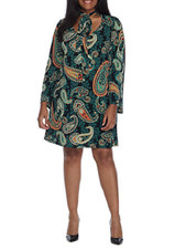 NEW BEIGE BY ECI BLACK TEAL  CAREER A LINE DRESS SIZE 1X SIZE 2X WOMEN PLUS