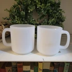 Glasbake Vintage White Milk Glass Coffee Mug 77 Stackable USA Set Of 2 Pcs Rare