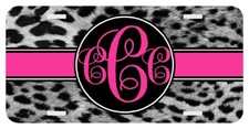 Leopard Gray Pink Monogrammed License Plate Custom Car Tag Personalized Leopard Gray Pink Monogrammed License Plate Custom Car Tag Personalized