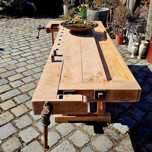 Alte urige rustikale Hobelbank Schreibtisch Tisch Kücheninsel Bar Kaffeebar - Bild 11 von 15