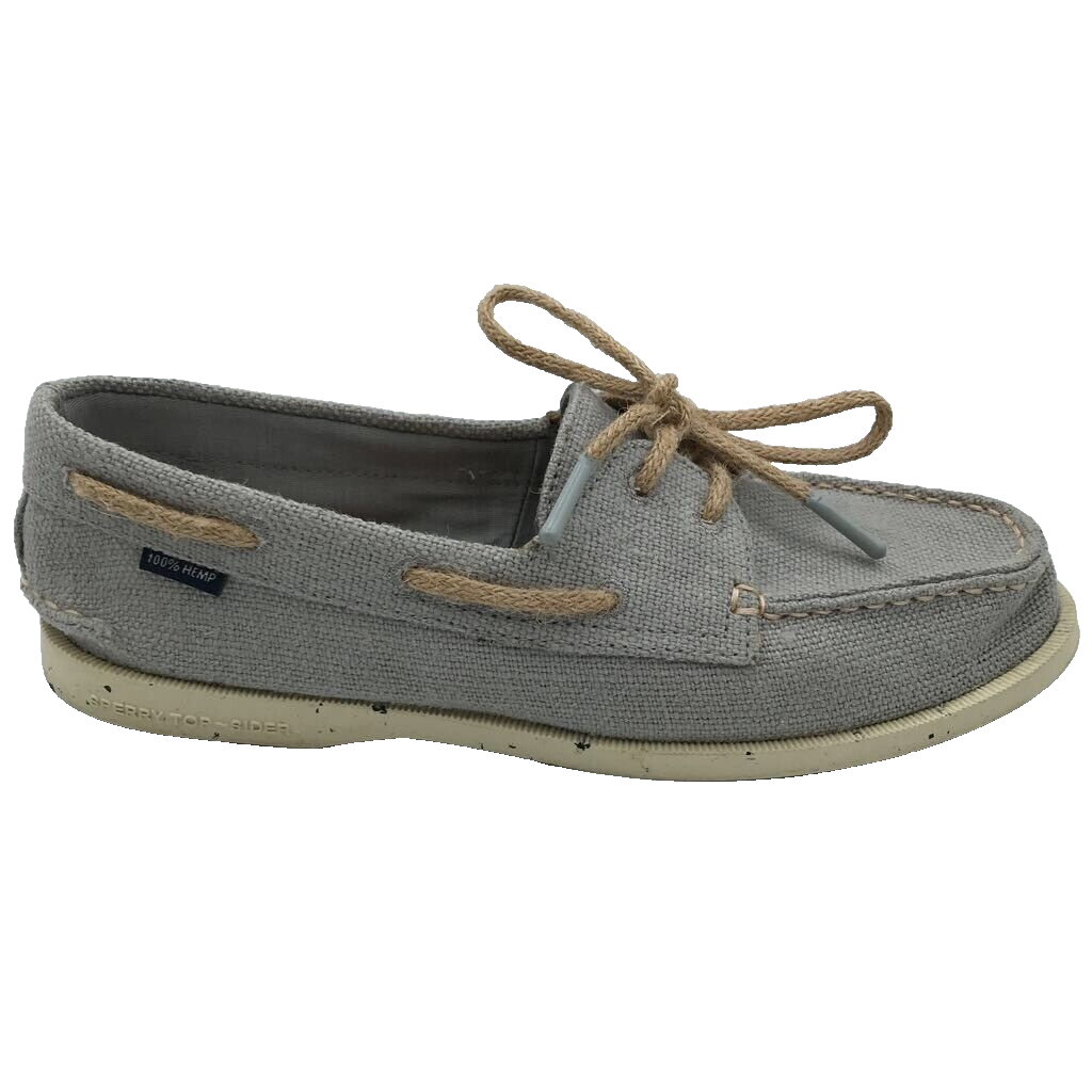 Sperry Womens Original Boat Shoes Blue Hemp Canvas Lace Up Moc Toe
