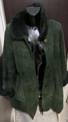 VINCENT Genuine Leather Sheep Used Women Woman Size 48 Green LLD127