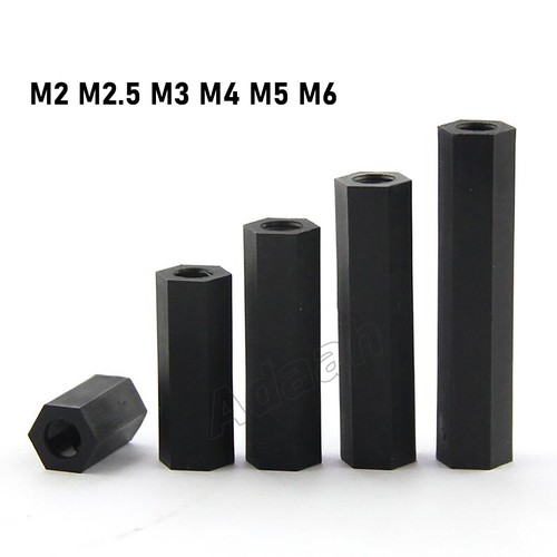 M2 2 5 3 4 5 6 Black Nylon Hex Female Female Spacer Standoff PCB Pillar m2-2-5-3-4-5-6-black-nylon-hex-female-female-spacer-standoff-pcb-pillar