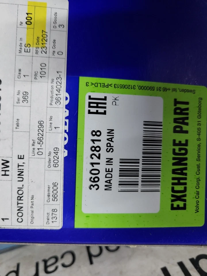 GENUINE NEW VOLVO V90 S90 XC60 XC40 2016 - 20 2.0 D ENGINE ECU 32242005 36012818 - Image 3 of 3