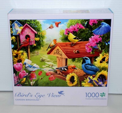 Buffalo Games 1000 Piece Puzzle - Bird's Eye View / Garden Birdhouse