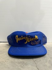 Vintage 1980s Juici-Rich Orange Fruit Trucker Hat SnapBack Cap Blue Made In USA